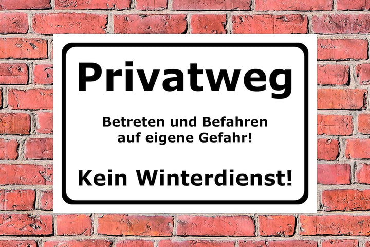 Melis Folienwerkstatt Schild Privatweg Kein Winterdienst - 60x40cm - Bohrlöcher - 3mm Aluverbund – 2