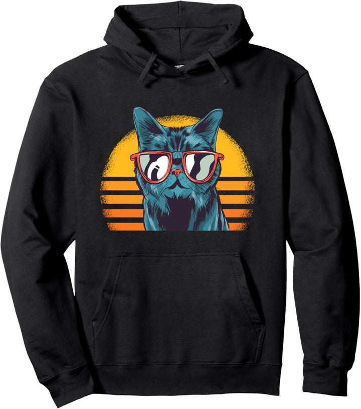 Nette Katze, die kühle Schatten Retro Geschenk trägt Pullover Hoodie