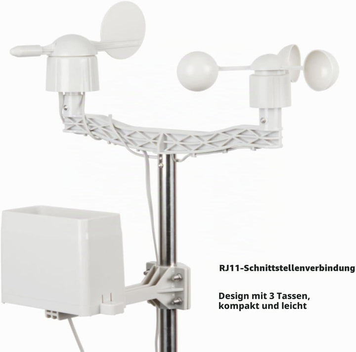 Windbecher, 3 Becher Windmessdetektor, Windgeschwindigkeitssensor-Anemometer mit RJ11-Anschluss, WH2