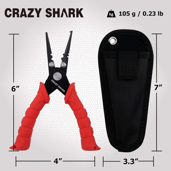CRAZY SHARK Multifunktionale Angelzangen Linie Cutter Hook Remover Tackle mit Scheide und Lanyard