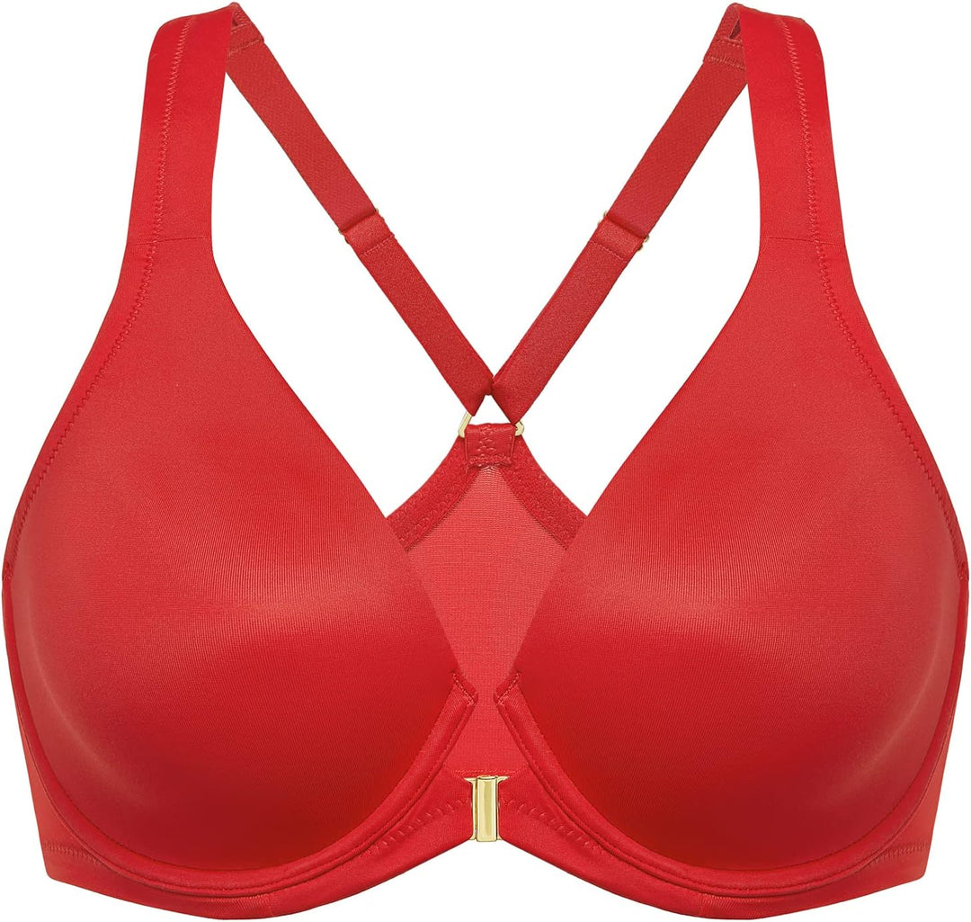 DELIMIRA Damen Vorderverschluss Racerback BH Grosse Grössen Bügel BHS Tiefer Ausschnitt Ungefüttert