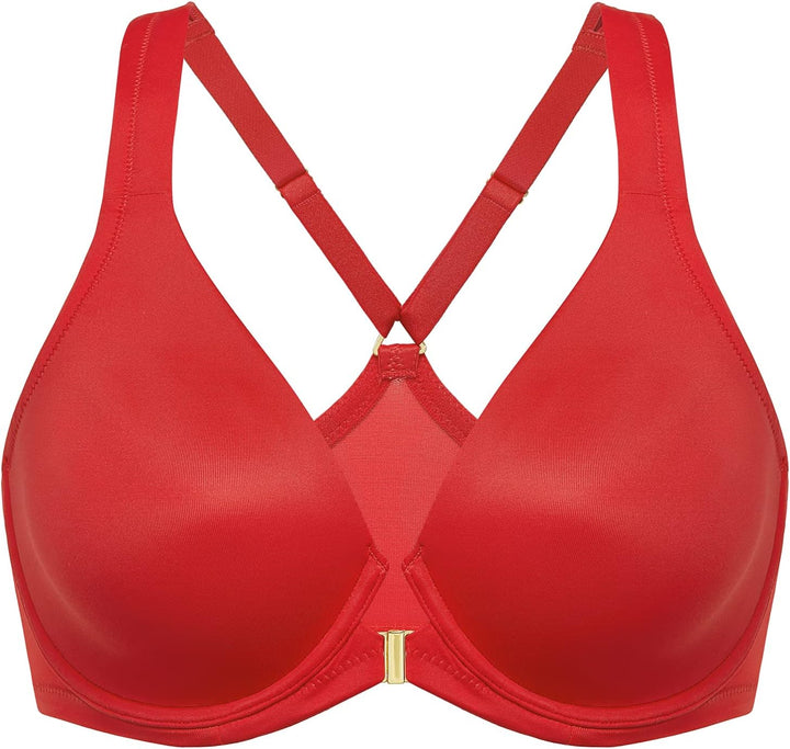 DELIMIRA Damen Vorderverschluss Racerback BH Grosse Grössen Bügel BHS Tiefer Ausschnitt Ungefüttert