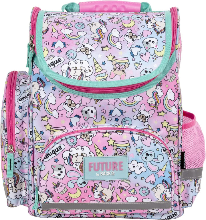 Goldkids Ranzen rosa Tornister Schulranzen mit Tier Motiv für Mädchen ab der 1. Klasse Grundschule i