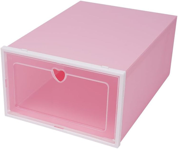 Schuhboxen 20 Stück Transparent Rosa Stapelbare Schuhkartons mit Klapptür und Belüftung, Schuh Organ