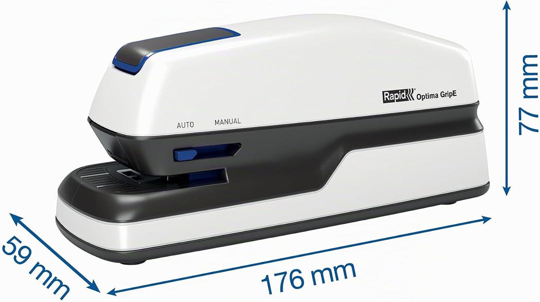 Rapid Optima GripE Elektrischer Tacker, Set aus Tacker und 1000 x Heftklammern, Kapazität 20 Blatt,