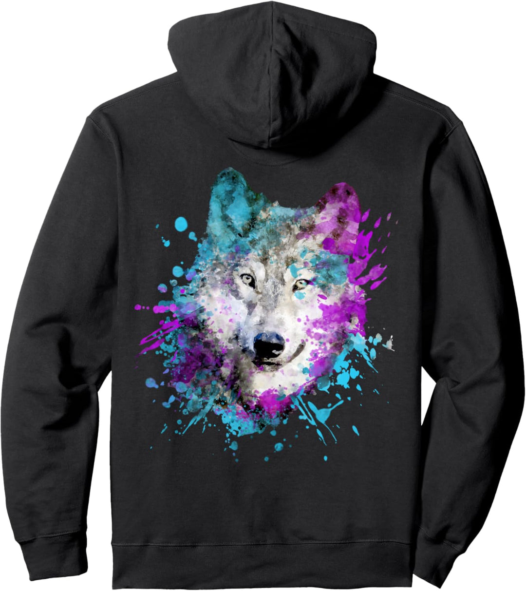 Aquarell wolf malerei grafisches künstlerisches wildes Tier Pullover Hoodie