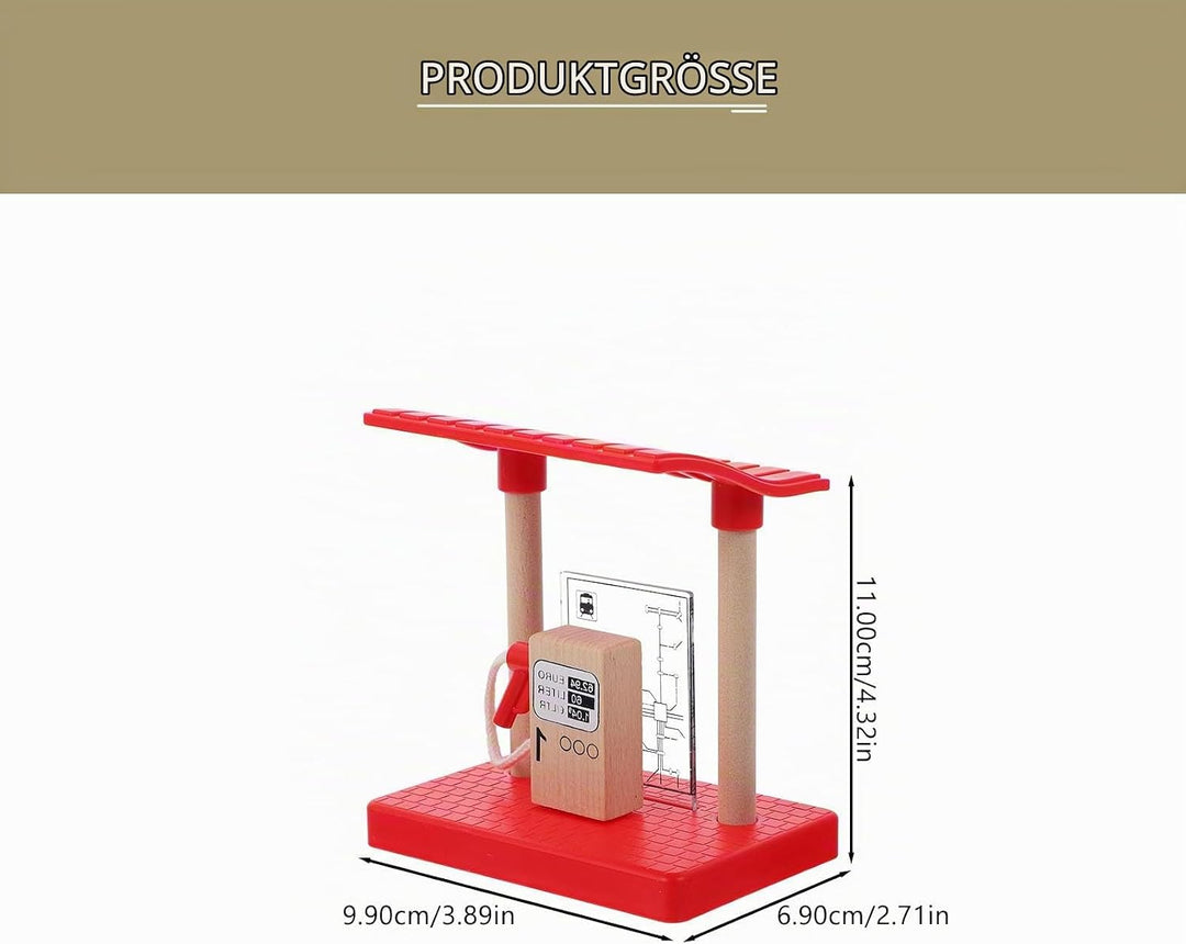 HEMOTON Holzeisenbahn Zubehör Bahnhof Mit Mini Tankstelle 11X9.9X6.9Cm Kompatibel Für Kinder Ab 3 Ja