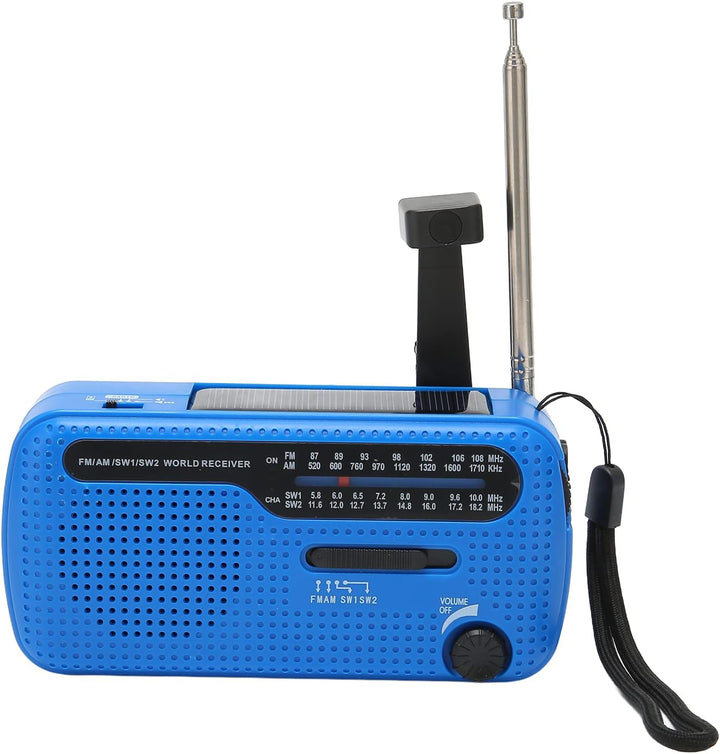 AM/FM/SW1/SW2 Handkurbel-Solarradio, batteriebetriebenes Radio mit LED-Taschenlampe, Solarradio für