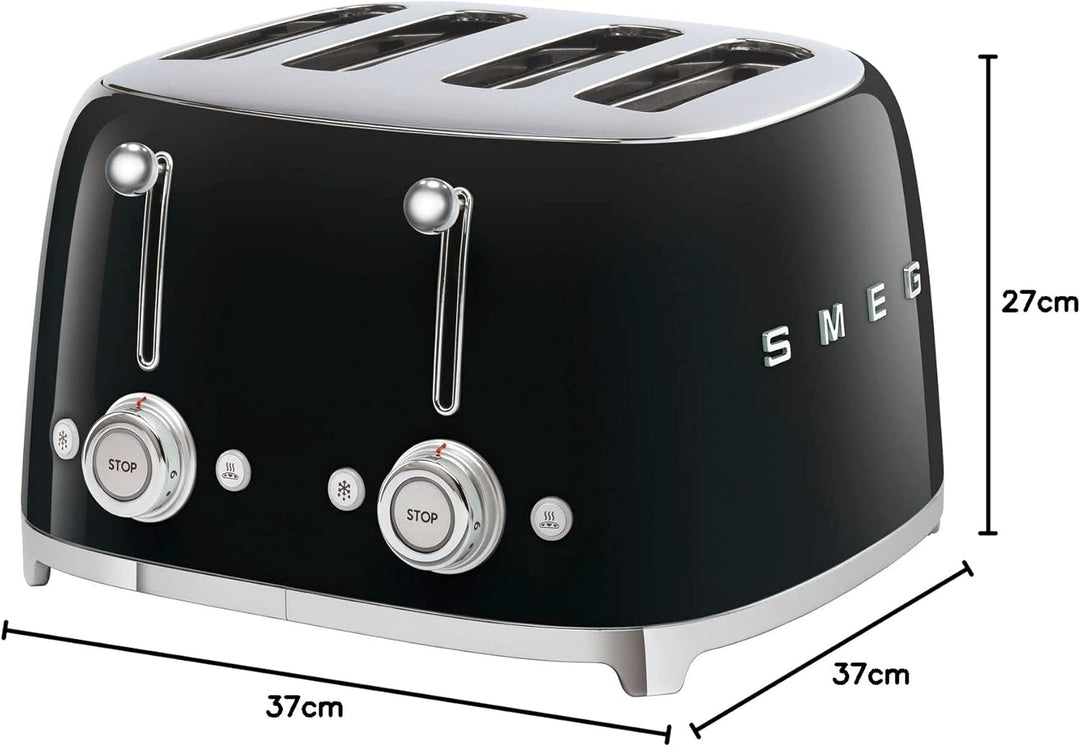 Smeg TSF03BLEU Toaster, 2000, metall, 1 Liter, Schwarz, Schwarz