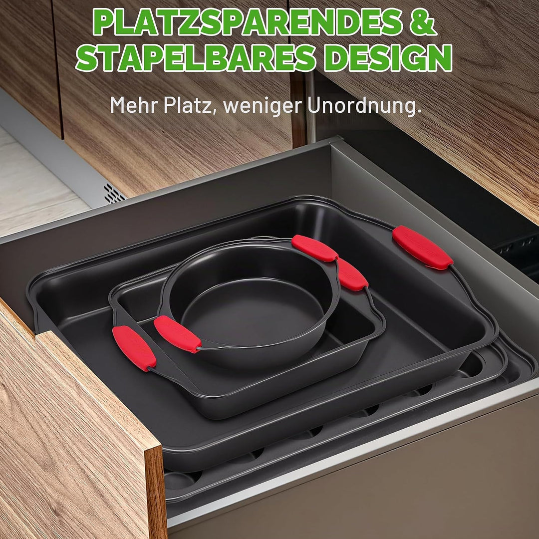 Nutrichef NCSBS10S hitzeroten Silikongriffen, ofenfest, Eisen, schwarz 10 Piece Set Schwarz, 10 Piec