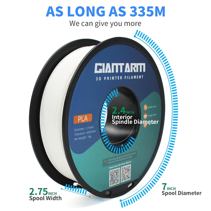 PLA Filament 1.75mm, GIANTARM 3D Drucker Filament PLA Weiss 1kg Spool AA-Weiss, AA-Wei&#xDF;