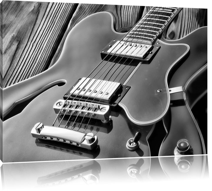 Monocrome, E-Gitarre, Format: 100x70 auf Leinwand, XXL riesige Bilder fertig gerahmt mit Keilrahmen,