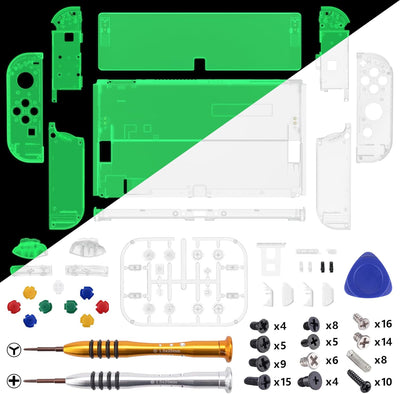 eXtremeRate Full Hülle für Nintendo Switch OLED, DIY-Ersatz Konsole case & Kickstand, NS Joycon Gehä
