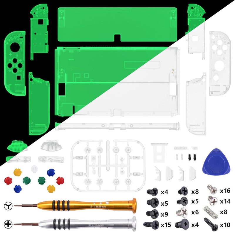 eXtremeRate Full Hülle für Nintendo Switch OLED, DIY-Ersatz Konsole case & Kickstand, NS Joycon Gehä