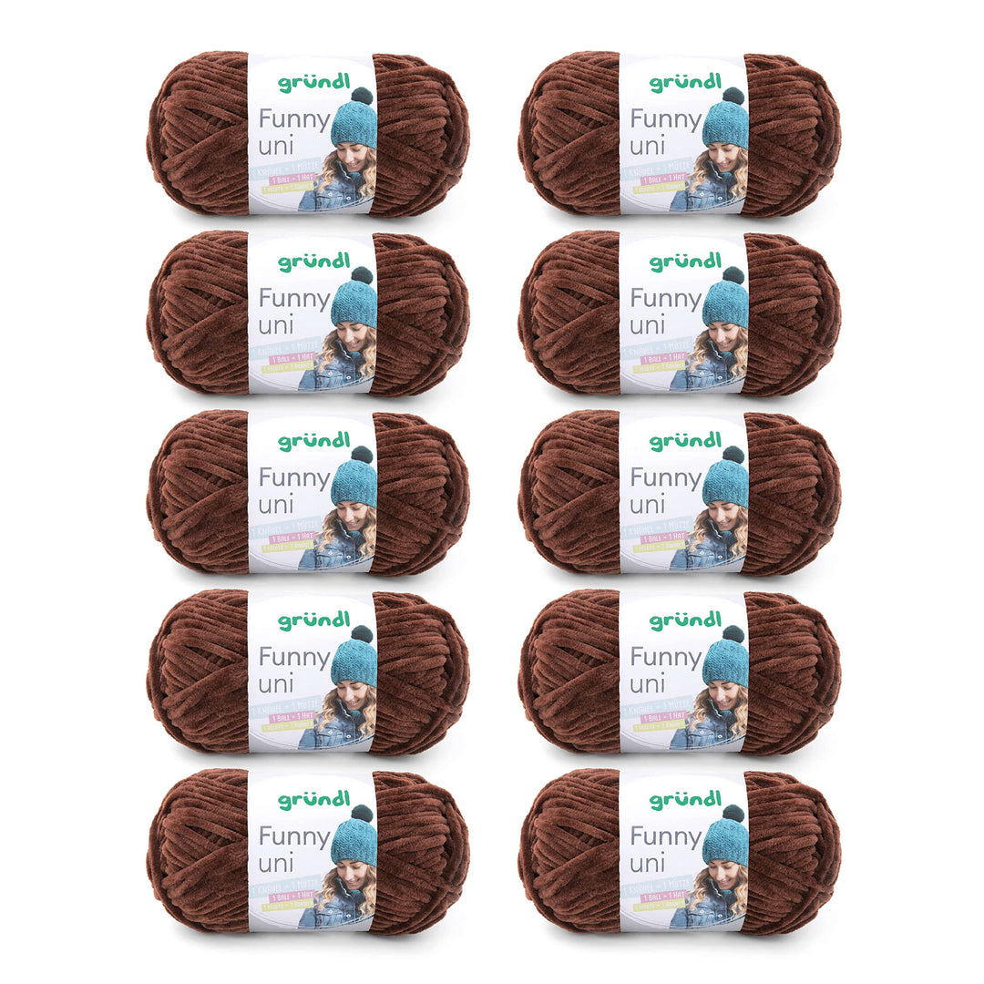 Gründl Funny uni Strick- & Häkelgarn (samtartiges Chenille-Garn aus 100 % Polyester, 10 x 100 g / 12