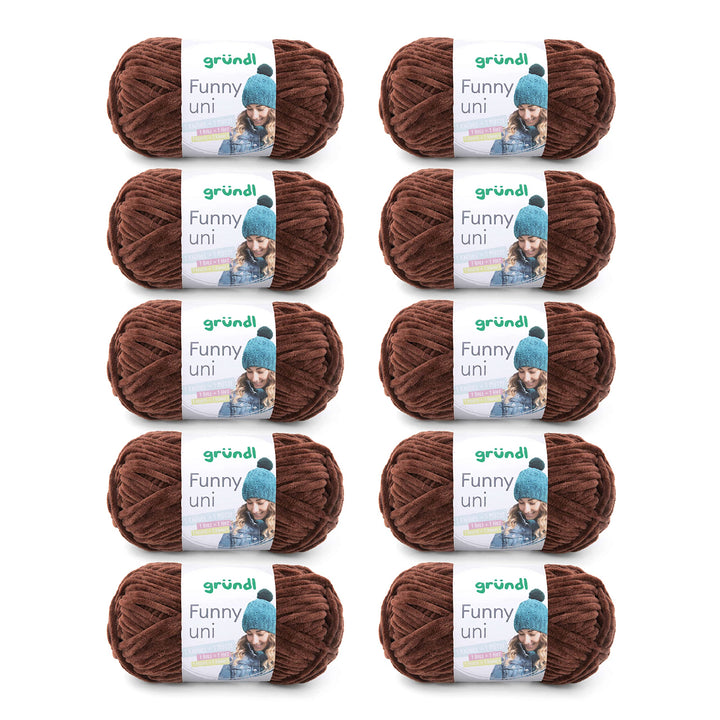 Gründl Funny uni Strick- & Häkelgarn (samtartiges Chenille-Garn aus 100 % Polyester, 10 x 100 g / 12