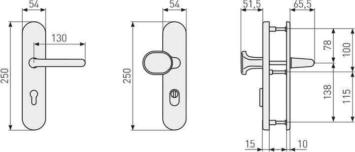 ABUS Tür-Schutzbeschlag HLZS814 F1 aluminium mit Zylinderschutz rund 37404 F1 Aluminium Wechselgarni