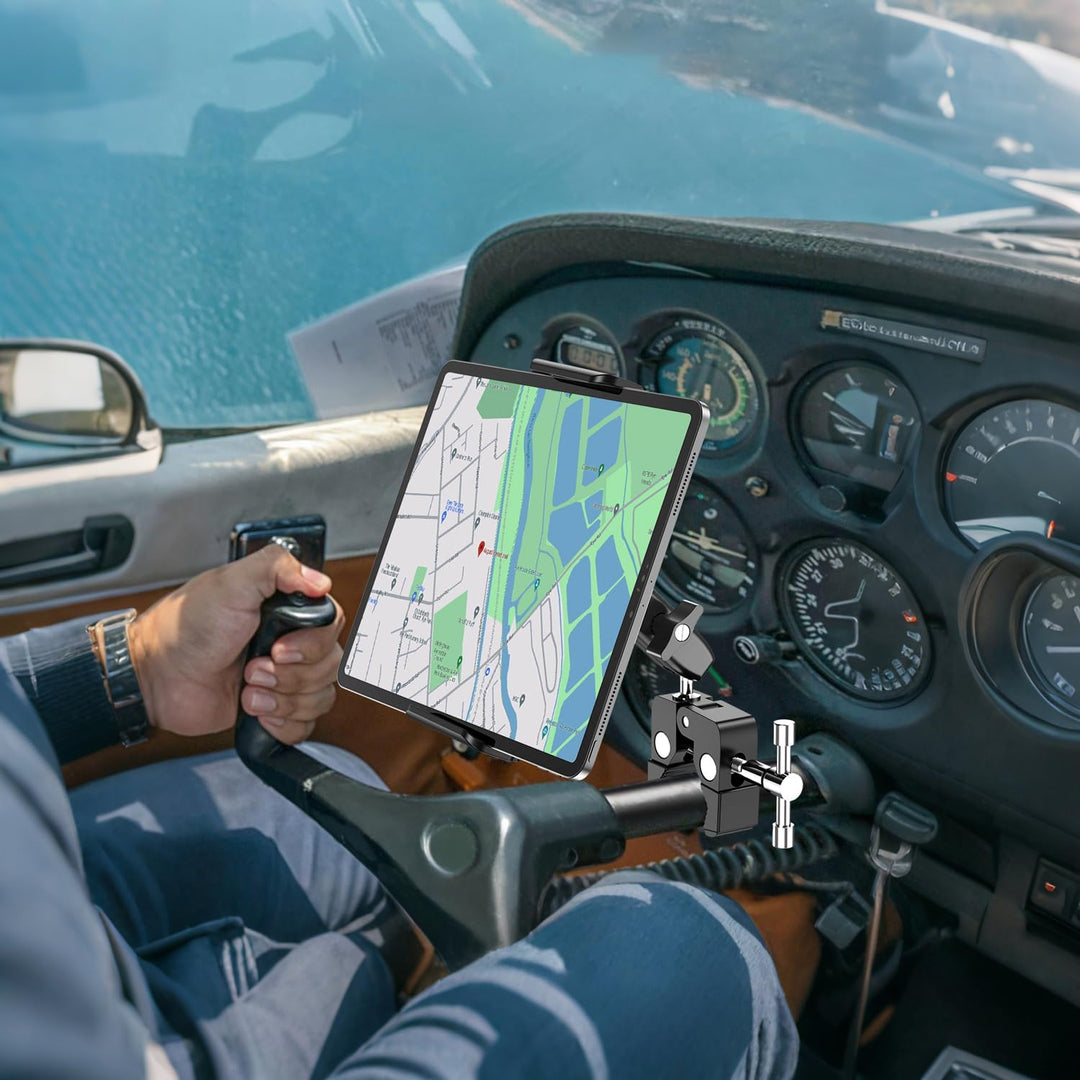 elitehood Aluminium-Tablet-Halterung mit zwei Kugelkopfen, verstellbarer iPad-Mikrofonständer, Seite