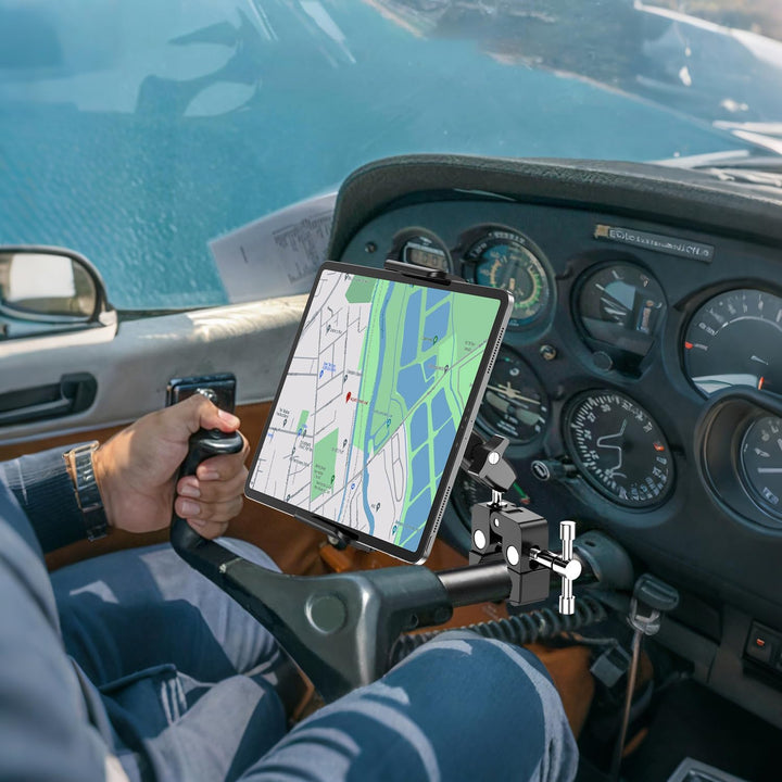 elitehood Aluminium-Tablet-Halterung mit zwei Kugelkopfen, verstellbarer iPad-Mikrofonständer, Seite