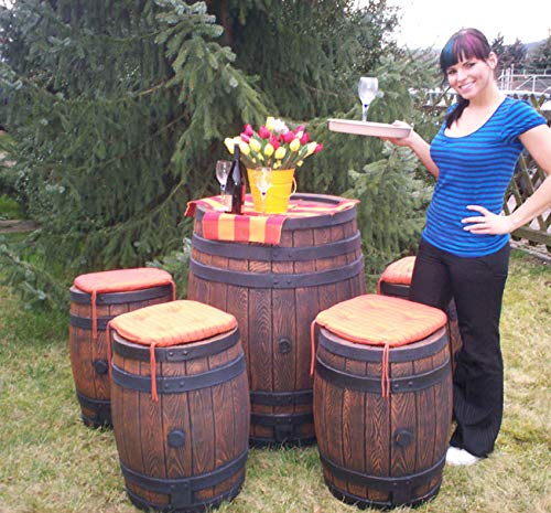 EICHENFÄSSER SITZGARNITUR, REGENFASS Wasserfass REGENWASSERTONNE Wassertonne - FROSTSICHERES Gartenf