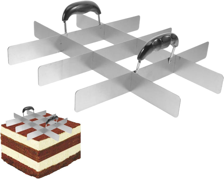 Quadratischer Kuchenschneider,Edelstahl Quadrat Kuchen Teiler Mit Griff - Küchenzubehör Für Geburtst