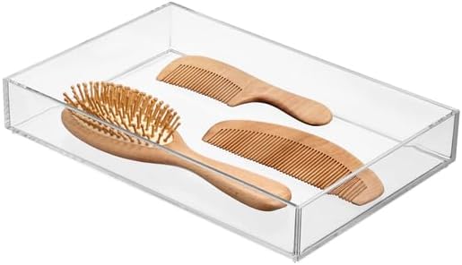 iDesign Schubladeneinsatz, extra grosser Besteckkasten für Schubladen aus Kunststoff, stapelbarer Sc
