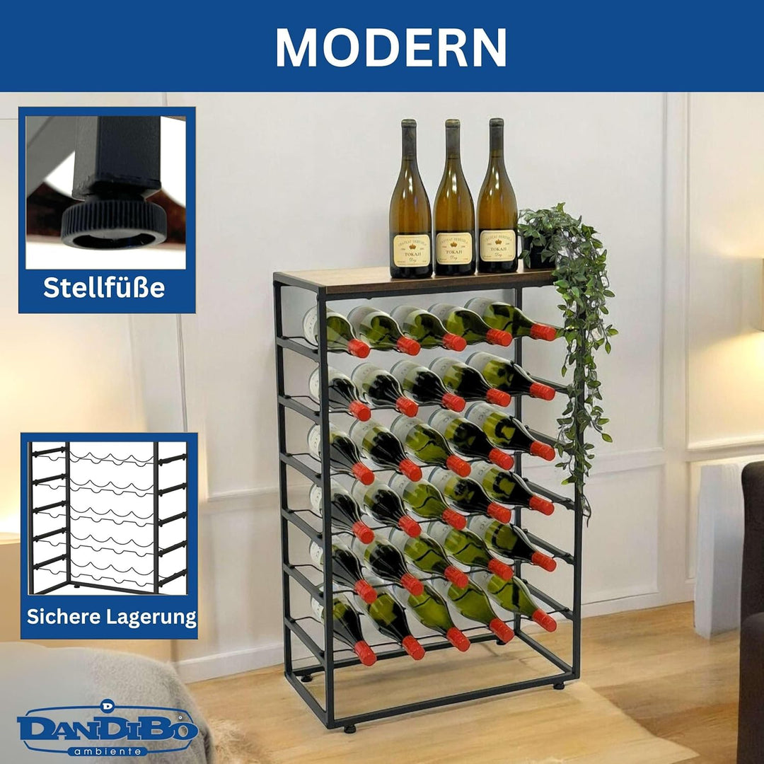 DanDiBo Weinregal Metall Schwarz Stehend 30 Flaschen 96605 Flaschenregal Weinflaschenhalter Weinhalt