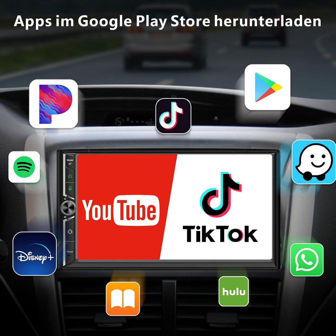 Android Doppel Din Radio mit Wireless Carplay Wireless Android Auto Autoradio mit Bildschirm, 4G+64G