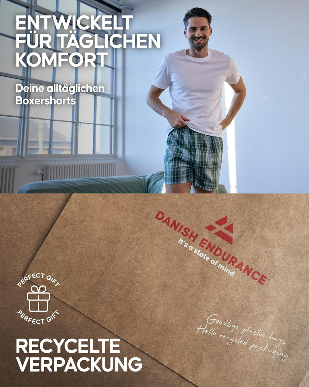 DANISH ENDURANCE American Boxershorts (4er | 6er Pack), 100% Bio-Baumwolle Herren Boxershorts, Weich