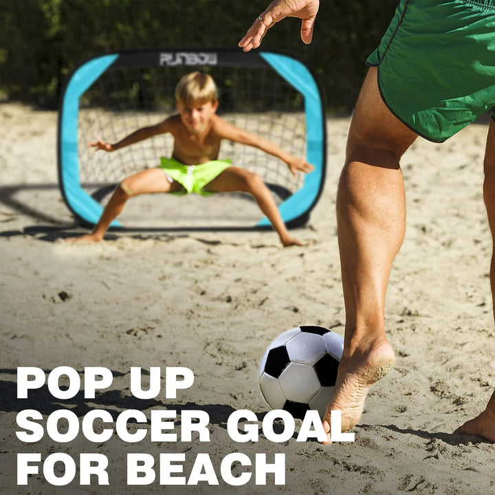 RUNBOW 100 x 67 cm Kinder Fussballtor mit Tragebeutel, tragbares Pop-up-Fussballnetz für Hinterhoftr