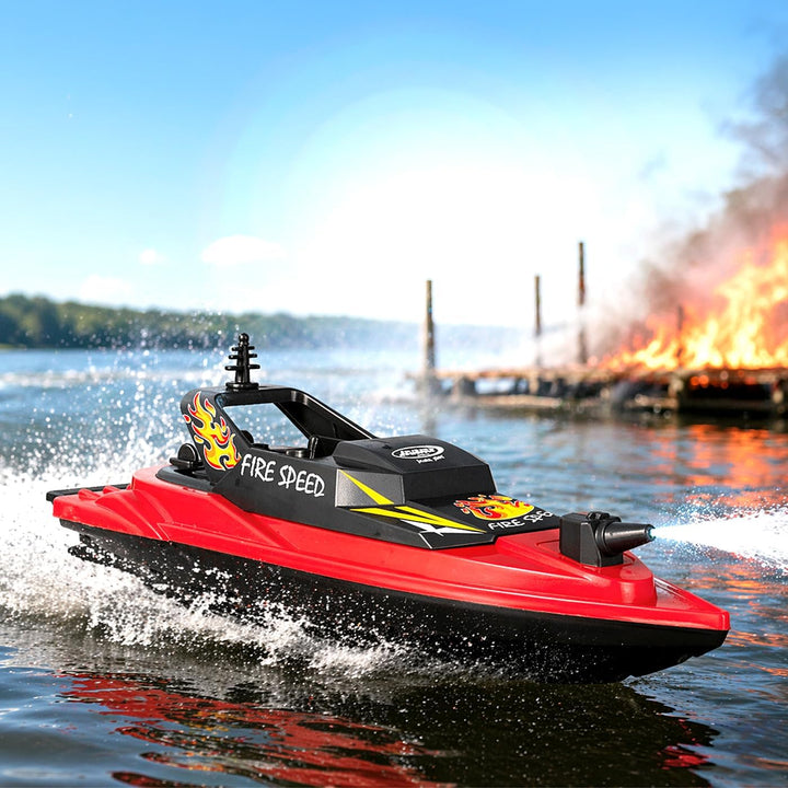 JAMARA 466600 Feuerlöschboot Fire Speed 2,4GHz rot, ferngesteuertes RC Modellboot mit Spritzfunktion