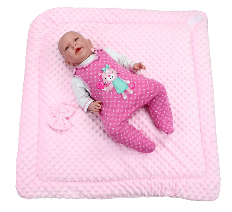 TupTam Baby Winter Einschlagdecke Warm Wattiert Minky, ca. 75 x 75 cm, Herzen Rosa / Weiss 75 x 75 c