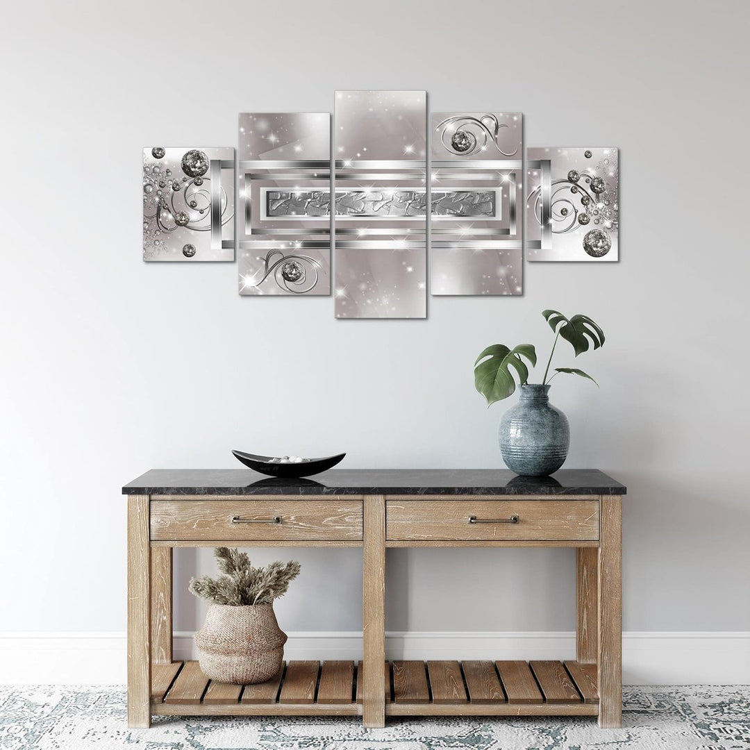 Runa Art Wandbilder Abstrakt 5 Teilig Bild auf Vlies Leinwand Deko Wohnzimmer Schlafzimmer Diamant G