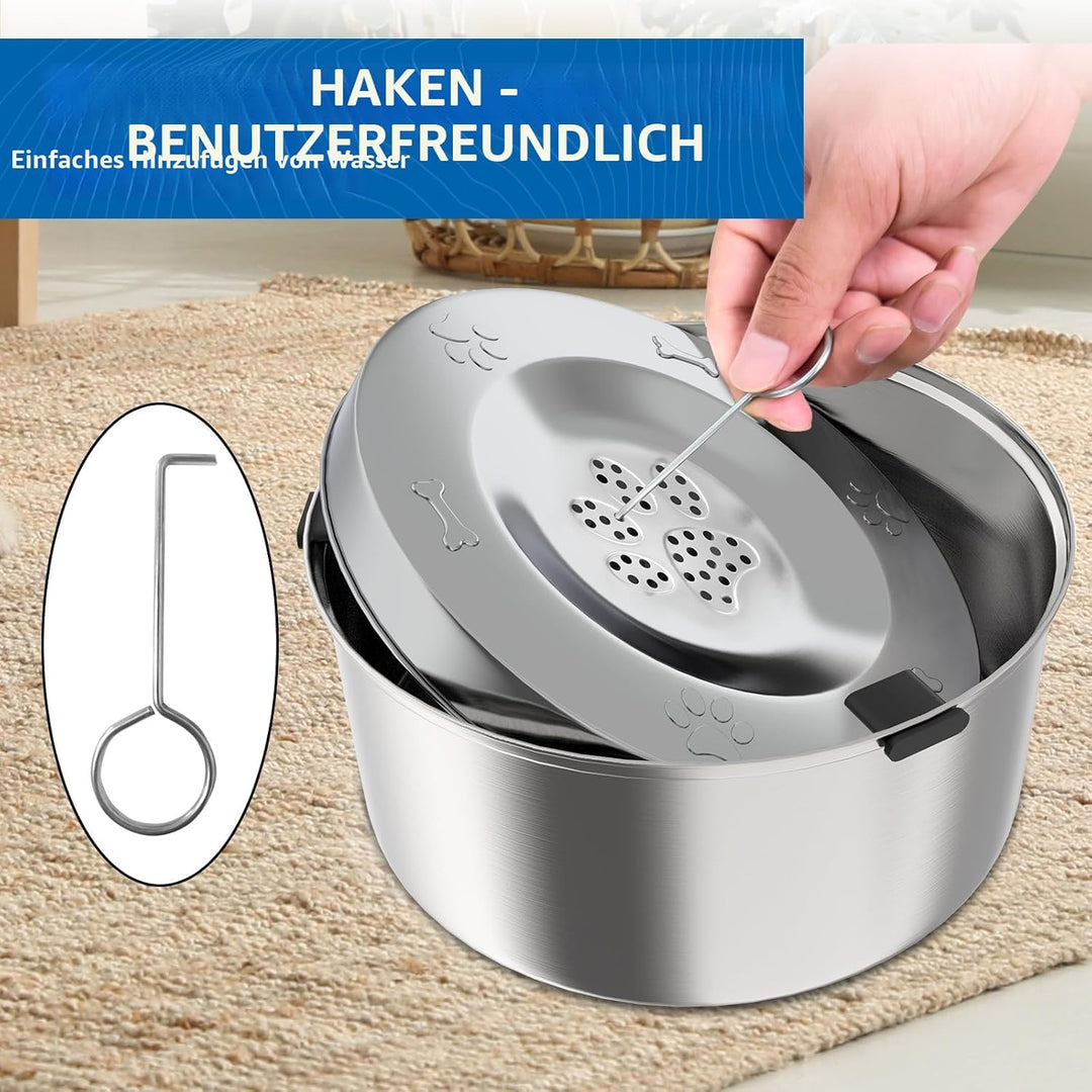 RYAKKA Wassernapf für Hunde ohne Sabbern, 3 l grosser Hundenapf aus Edelstahl, kein Auslaufen, ausla