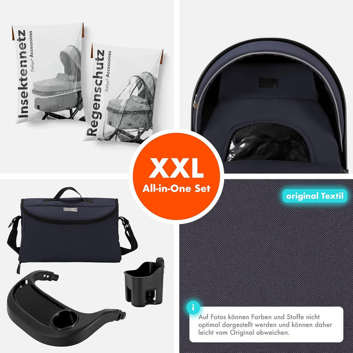 Daliya® FLEXI-PRO M 2in1 Kinderwagen & Buggy (Blau-Grau), Blau-Grau