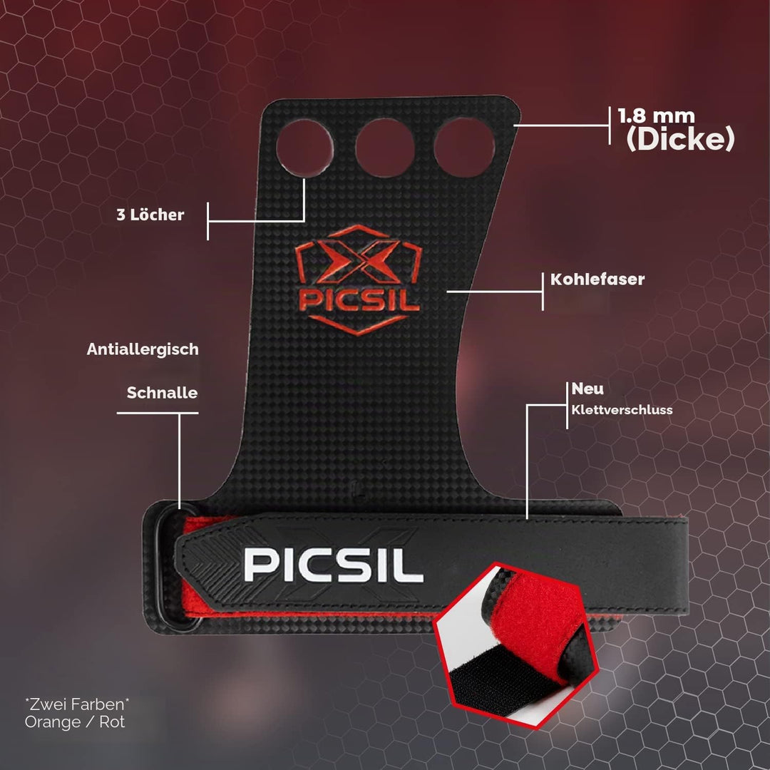 PICSIL RX – Trainingshandschuhe für Cross-Training, Carbon-Grips, für Fitnessstudio, Boxen, Gewichth