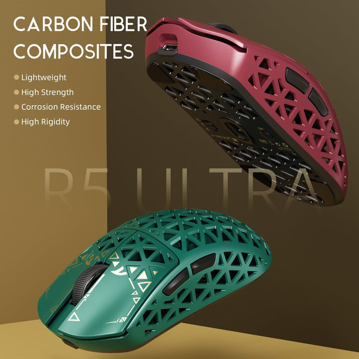ATTACK SHARK R5 Ultra Carbonfaser Gaming-Maus, 39g Superlight, 8000Hz Kabellose Mouse, 42000 DPI, PA