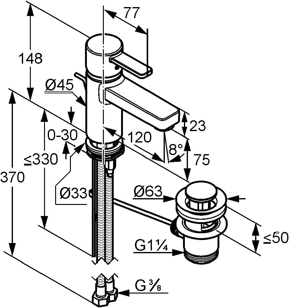 Kludi Zenta 382600575 XL Waschtisch-Einhebelmischer DN 10 chrom
