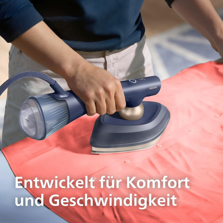 Philips OneTurn, 2-in-1 Bügeleisen & Steamer mit drehbarem Kopf, Einfach losbügeln – kein Brett, 45