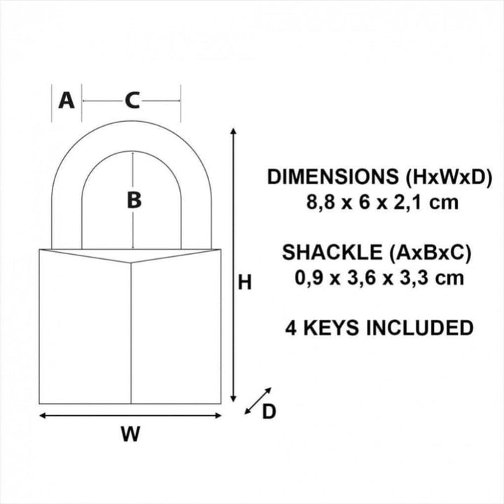 MASTER LOCK 2960EURD Vorhängeschloss 60mm Vollmessing 8,8 x 6 cm, 8,8 x 6 cm