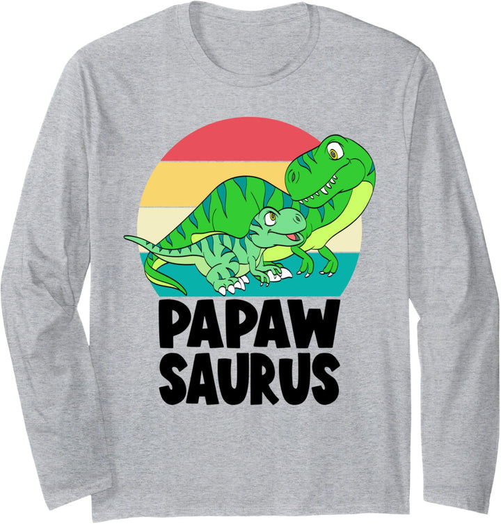 Papaw Dad Dinosaur Papawsaurus T-Rex Sunset Family Matching Langarmshirt