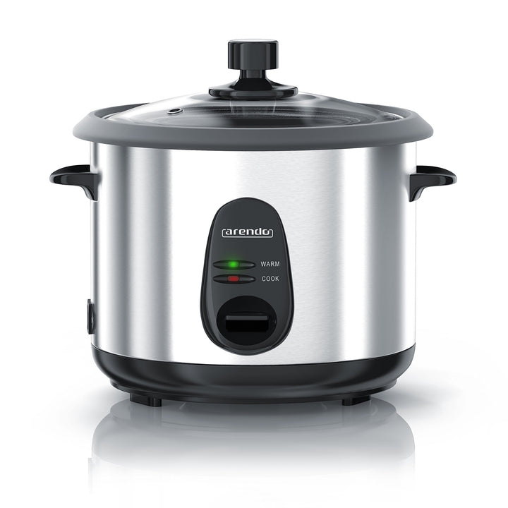 Arendo - Reiskocher Edelstahl mit Warmhaltefunktion und Dampfgarerfunktion - Dampfgarer - 1,5 Liter