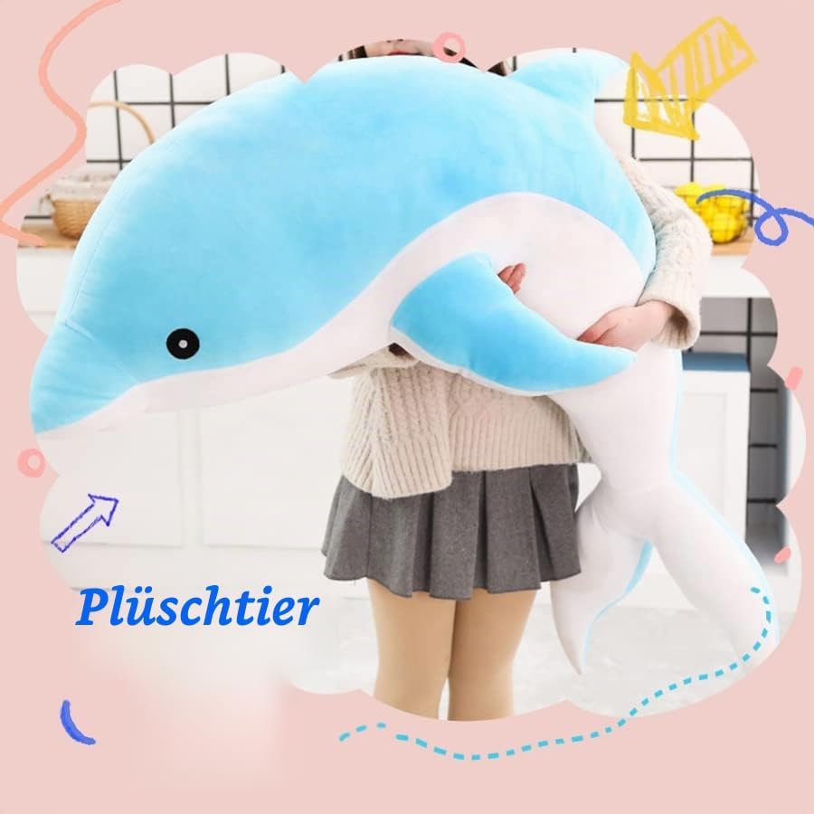 Delfin Plüschtiere Schöne Gefüllte Weiche Tier Umarmungskissen Delphin Puppen für Kinder (100cm/39.3