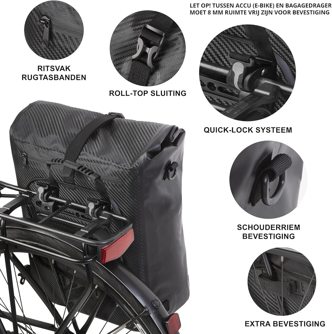 Dutch Mountains Fahrradtasche Rucksack und Schultergurt - Laptopfach - Einzel Pannier tasche fahhrra