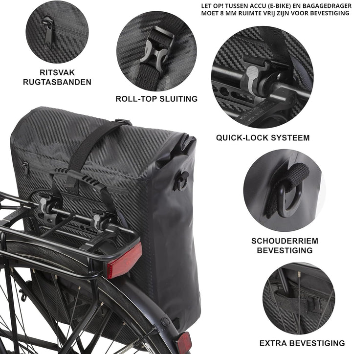 Dutch Mountains Fahrradtasche Rucksack und Schultergurt - Laptopfach - Einzel Pannier tasche fahhrra