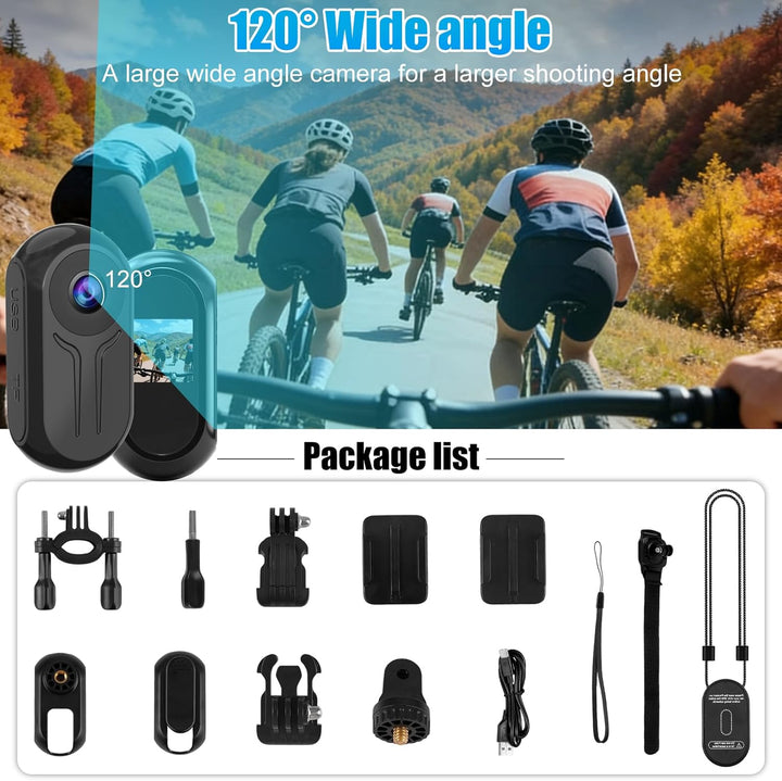 OBEST Mini Action Cam WiFi Action Kamera 2K Bodycam Körperkamera mit Bildschirm, Magnetisch Motorrad