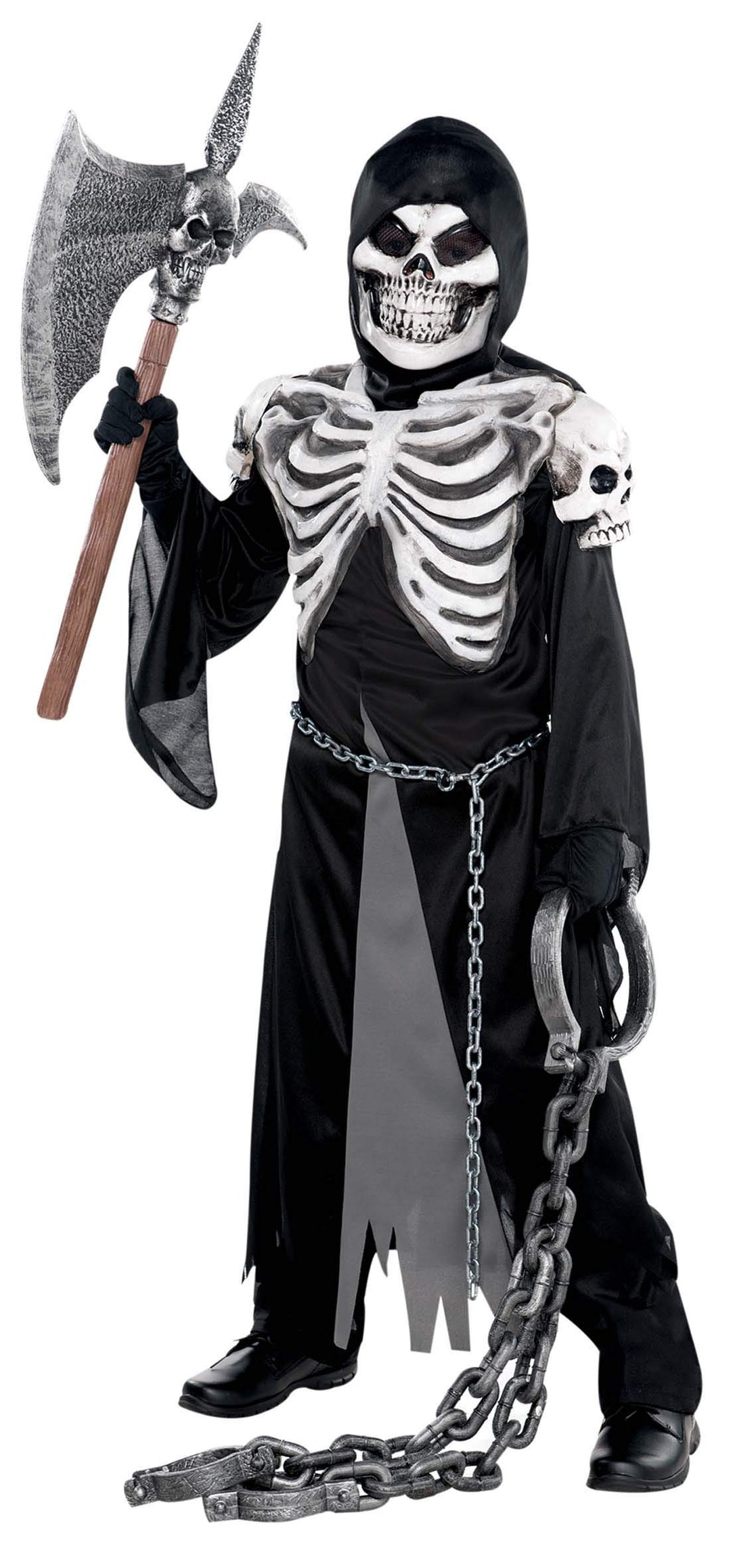 Amscan - Kinderkostüm Sensenmann, Robe, Kapuze, Gesichtsmaske, Skelett, Mottoparty, Karneval, Hallow
