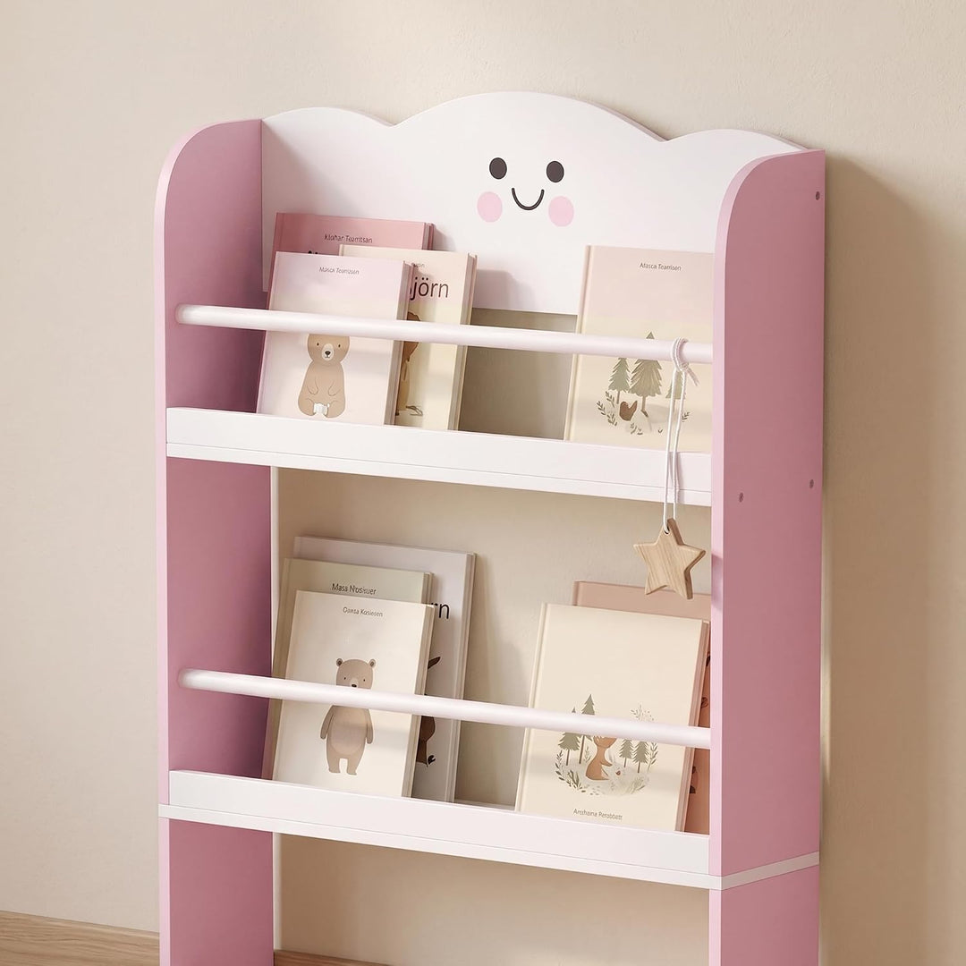 AIYAPLAY Bücherregal Kinder Wandregal mit 4 Etagen 60 x 15 x 120 cm Rosa | Zuckerwatte-Design, Spiel