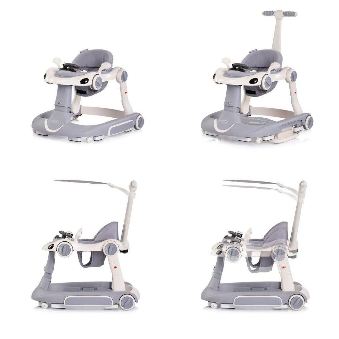 Chipolino Lauflernhilfe Happy Walker 5 in 1 Schaukelfunktion Musik Lichter Räder grau, grau