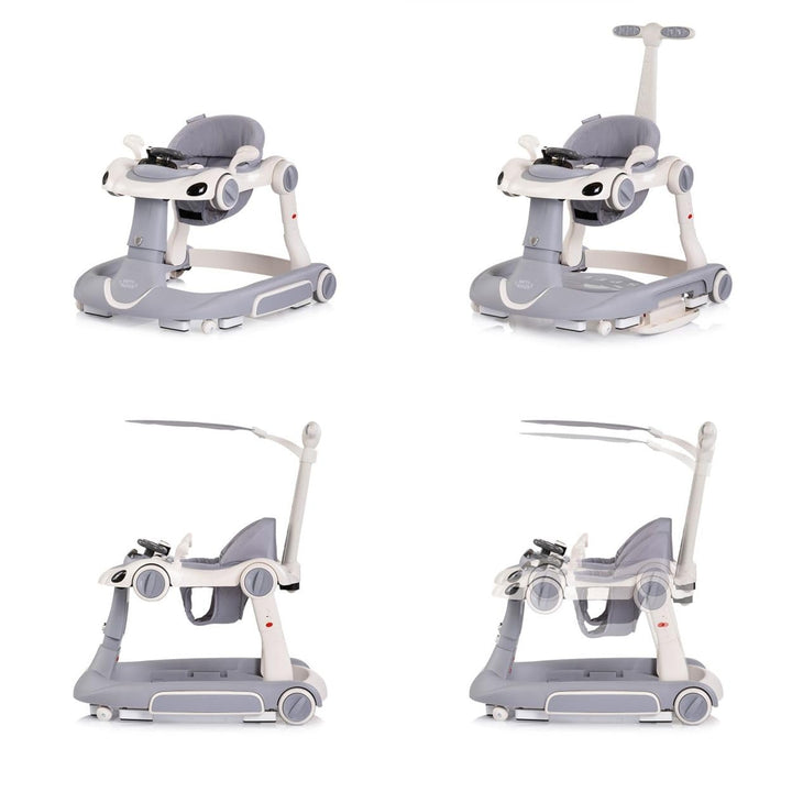 Chipolino Lauflernhilfe Happy Walker 5 in 1 Schaukelfunktion Musik Lichter Räder grau, grau